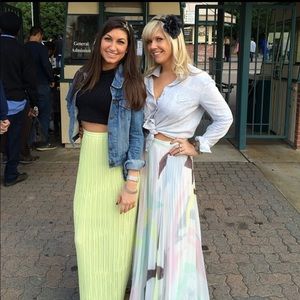 Lime Grn Alice & Olivia Pleated High Waist Skirt